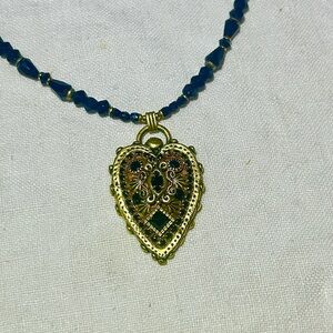 NWOT.  Michal Golan Swarovski crystal & brass heart designed necklace.
